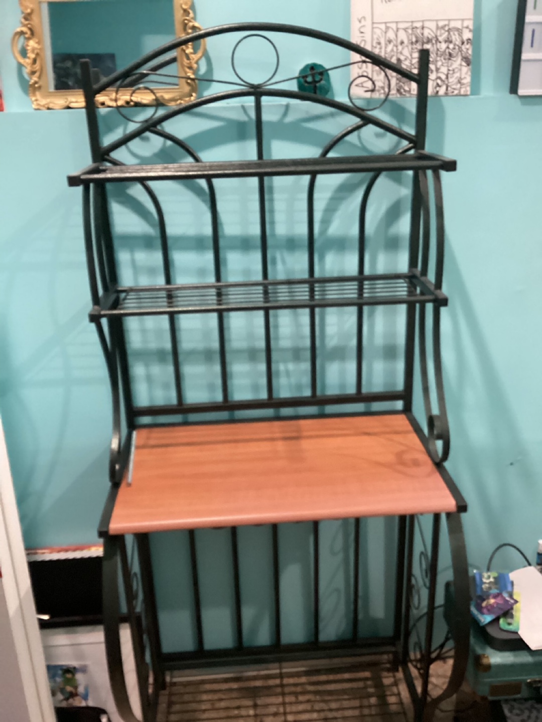 Metal and Wood Bakers Rack