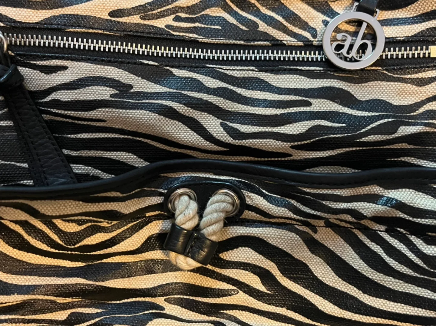 Large zebra print leather/fabric bag image indicator(2)