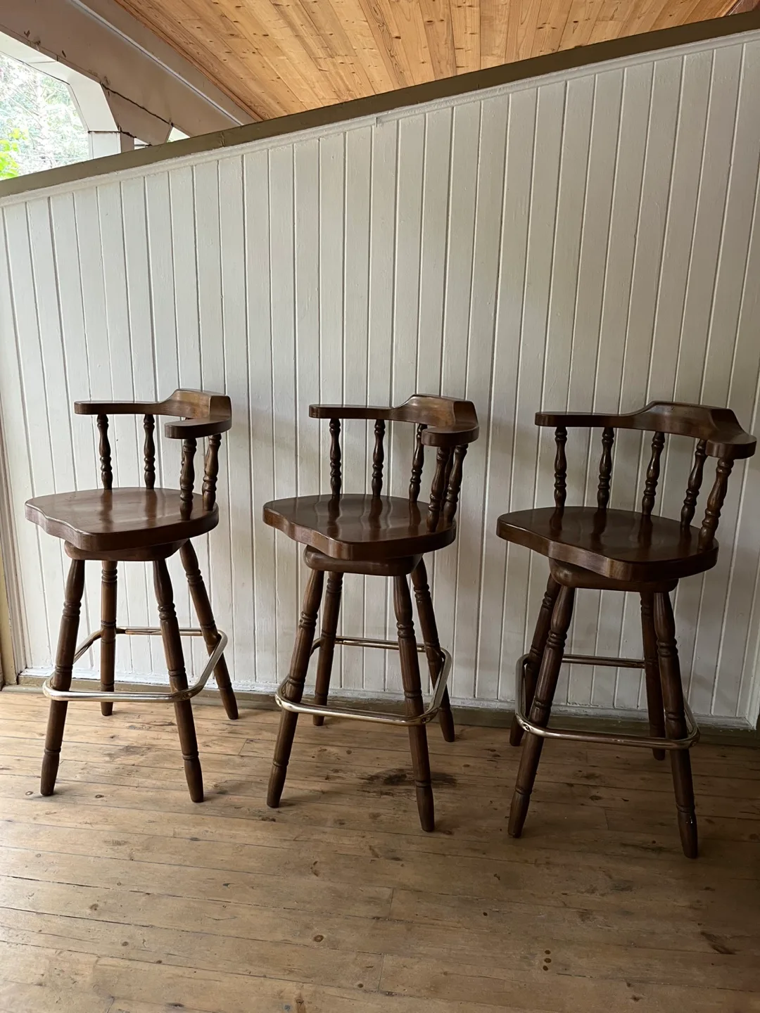 Set of 3 Wooden Bar Stools thumbnail