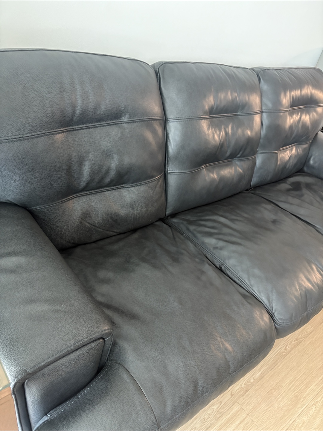 Ashley Furniture Gray Leather 3-Seat Sofa - photo 2