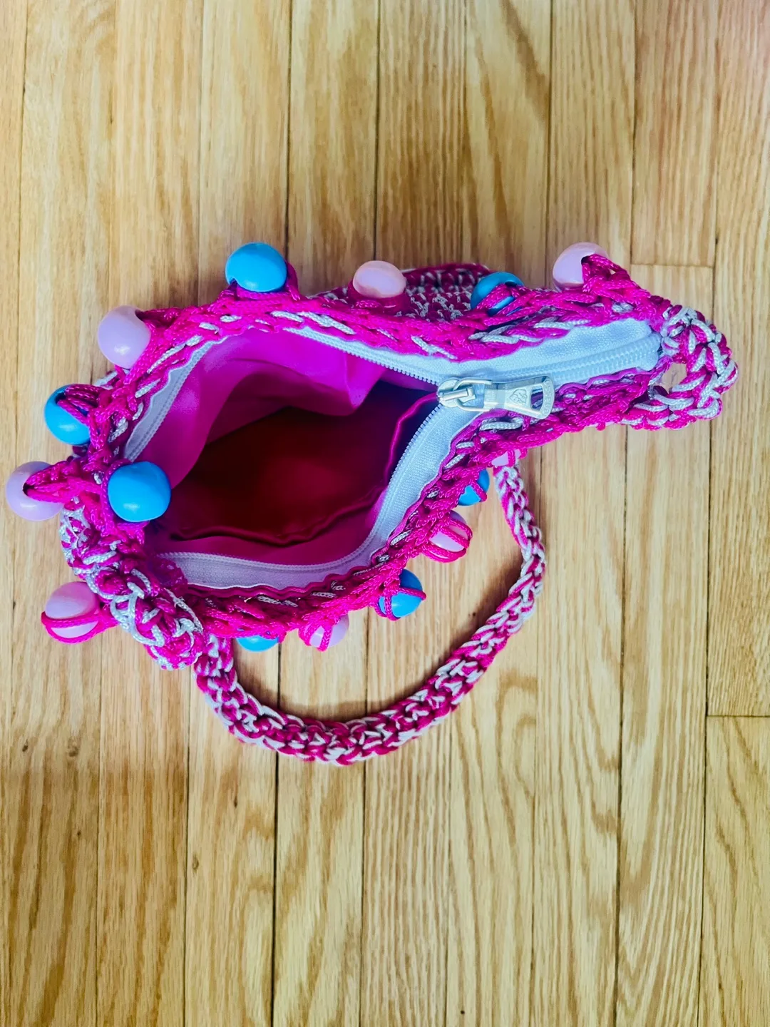 Handmade Crochet Bag - Pink & White image indicator(2)