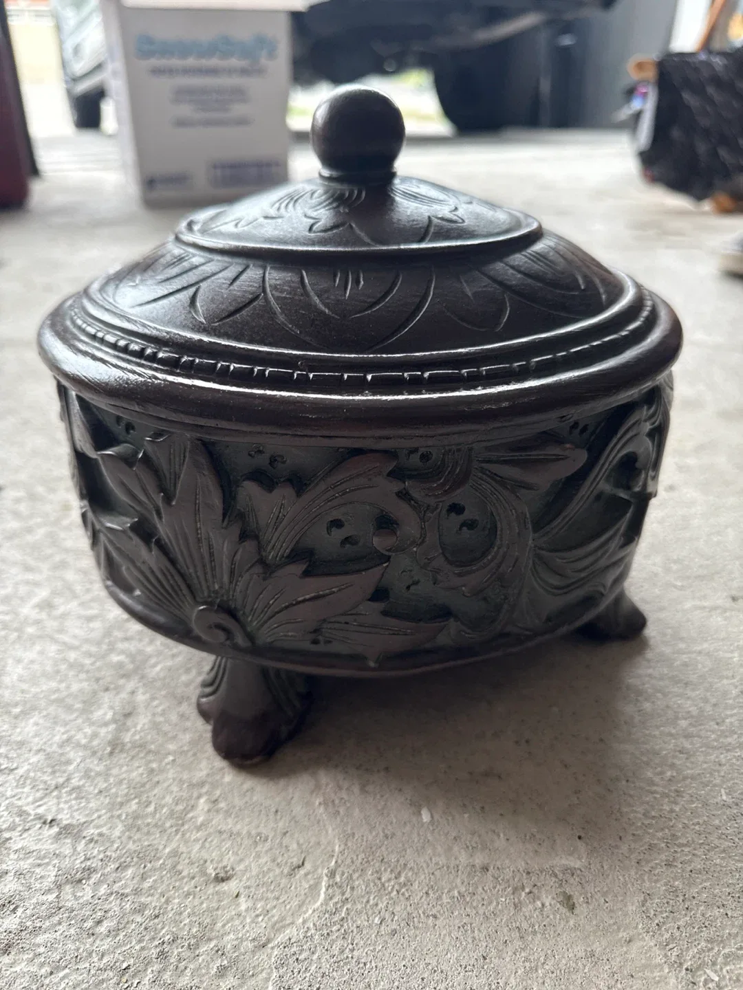 Carved Trinket Box with Lid thumbnail