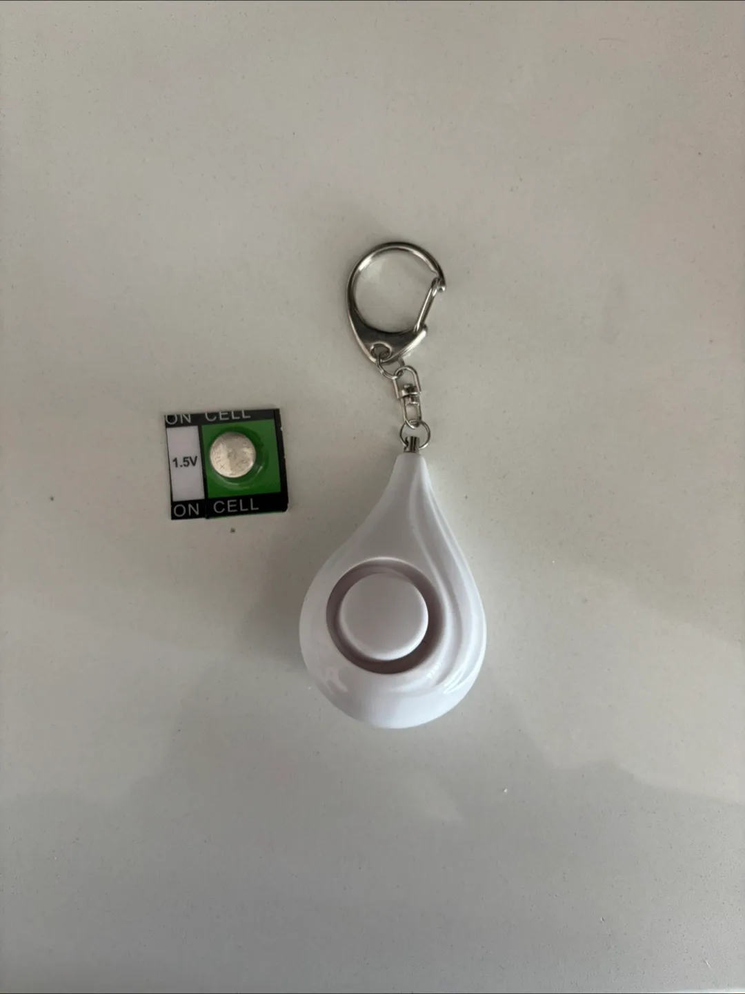 Personal Safety Alarm Keychain (New), White with battery thumbnail