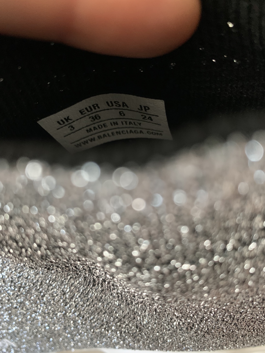 Balenciaga Speed 2.0 Silver Glitter Knit Sneakers, Size 6 - photo 3