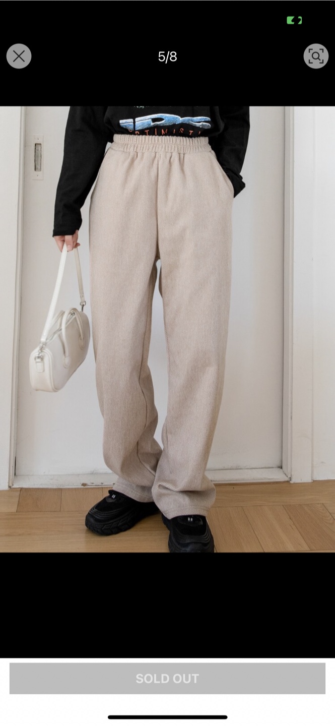 Beige Elastic Waist Pants - photo 2