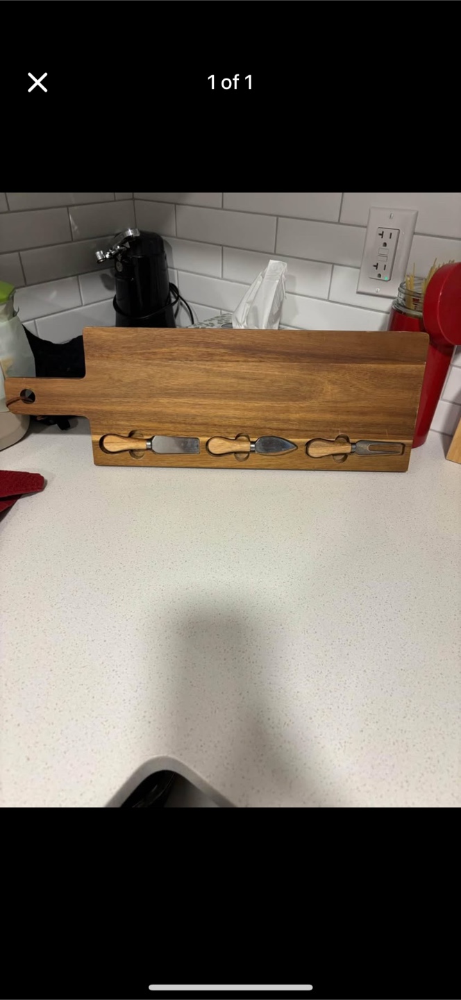 Wooden Cheese Board with Knives