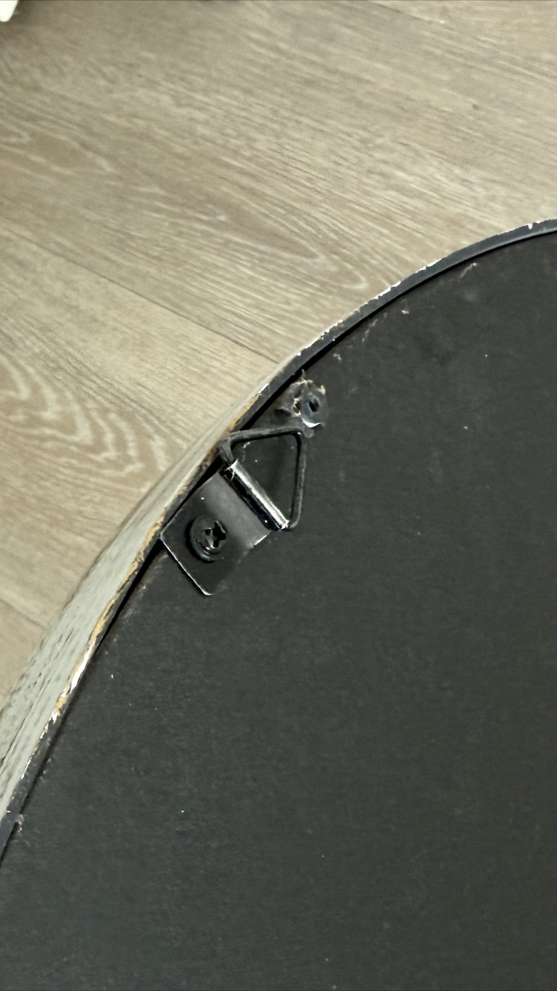 Round Wall Mirror – rustic grey & gold frame - photo 5