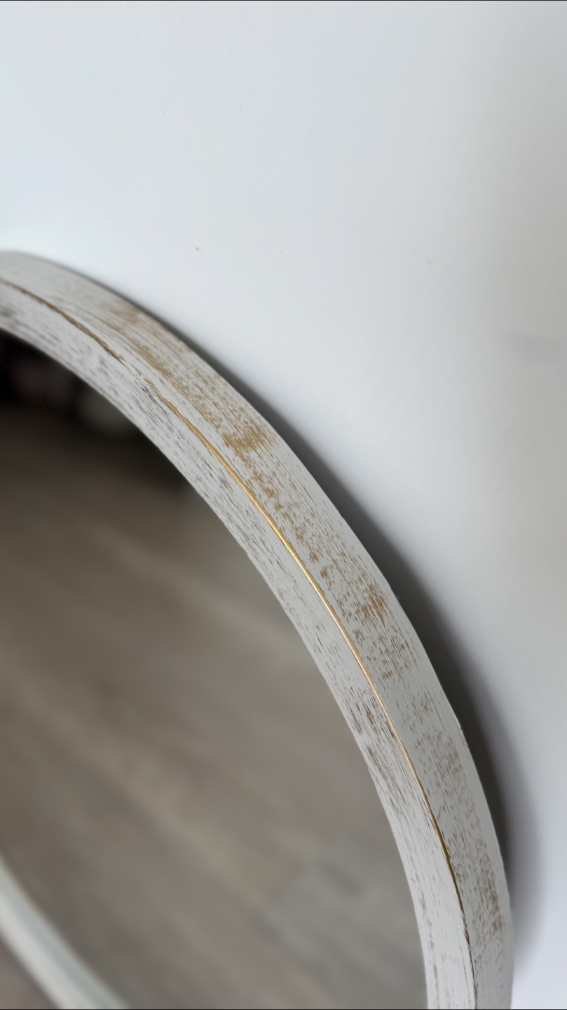 Round Wall Mirror – rustic grey & gold frame - photo 3