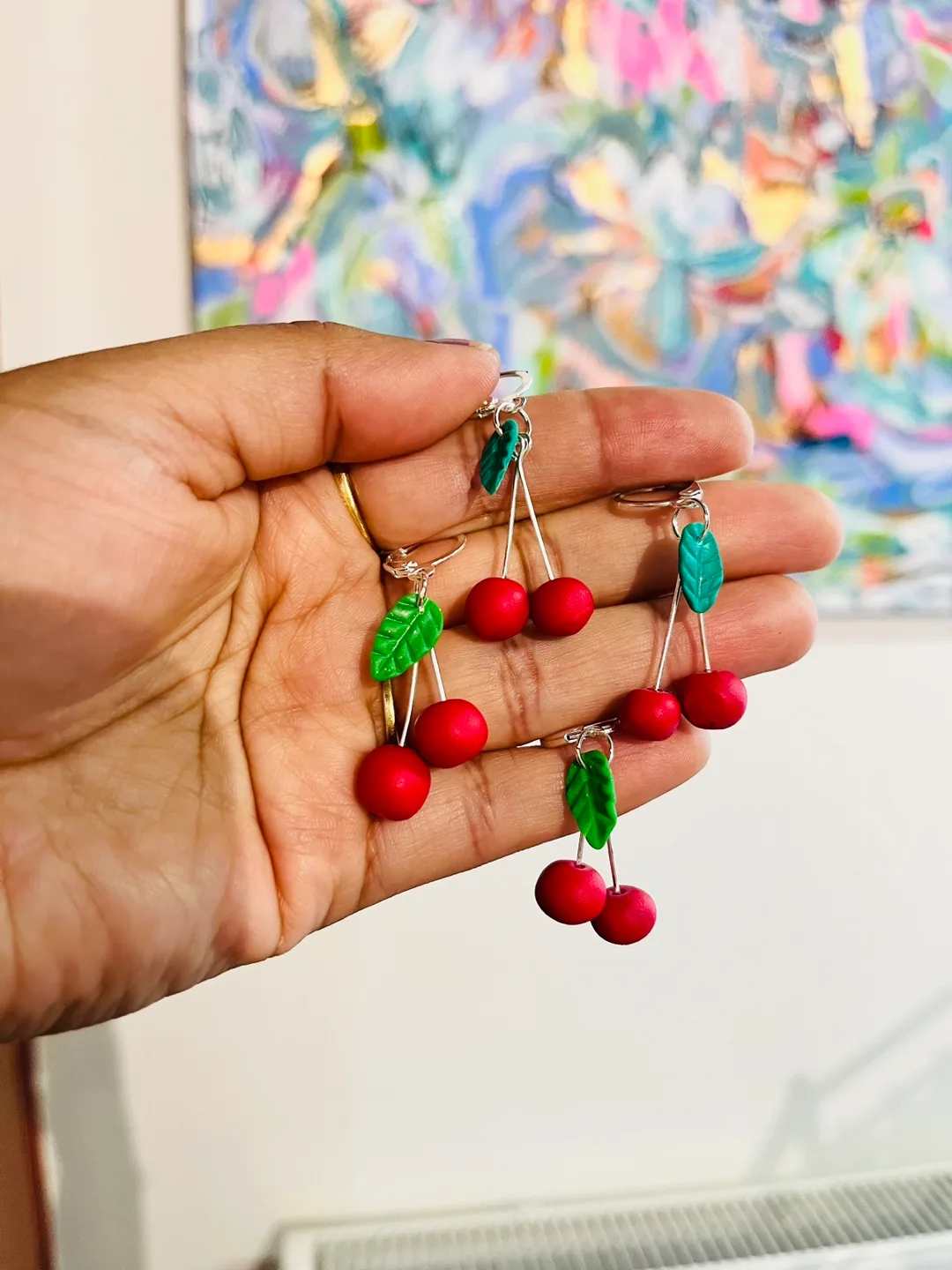 Handmade Cherry & Strawberry Earrings image indicator(2)