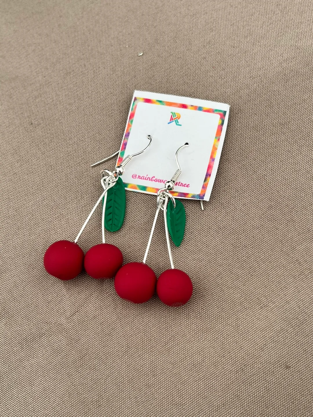 Handmade Cherry & Strawberry Earrings image indicator(3)
