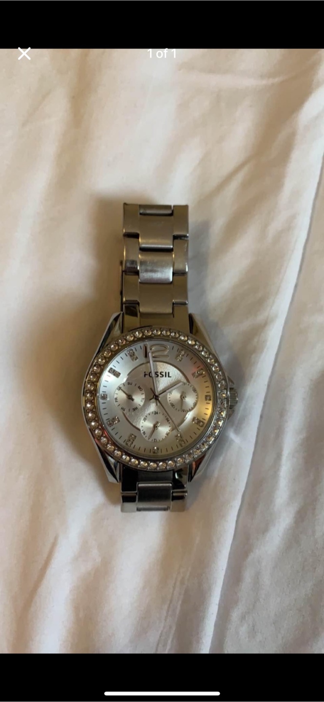 Fossil Silver Watch with Rhinestones