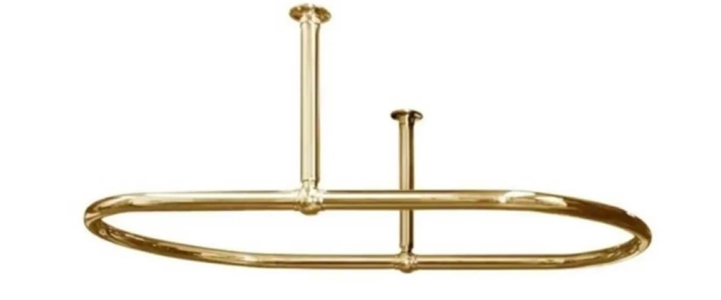 Oval Shower Curtain Rail Rod brass image indicator(4)