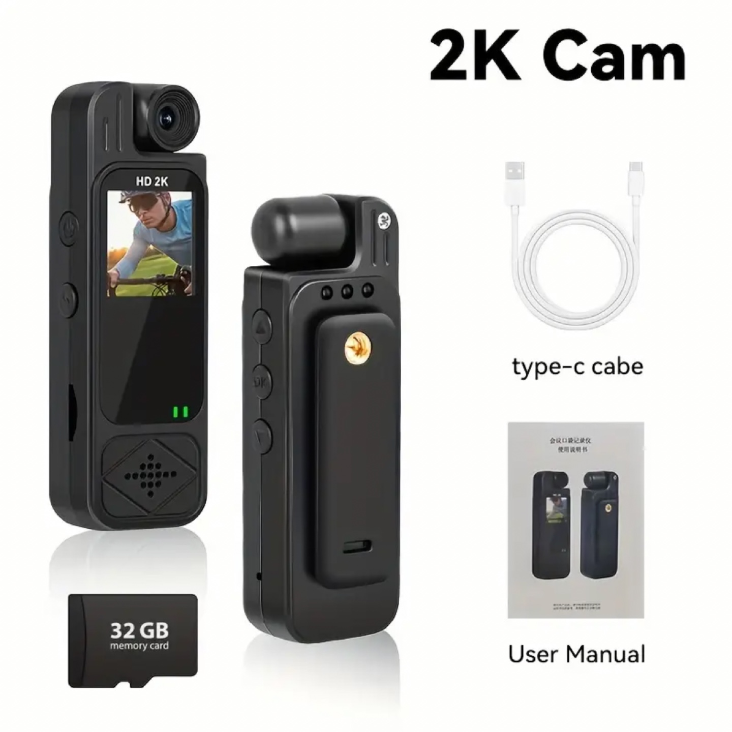 2K Rechargeable Body Camera with 32 GB Memory Card - photo 4