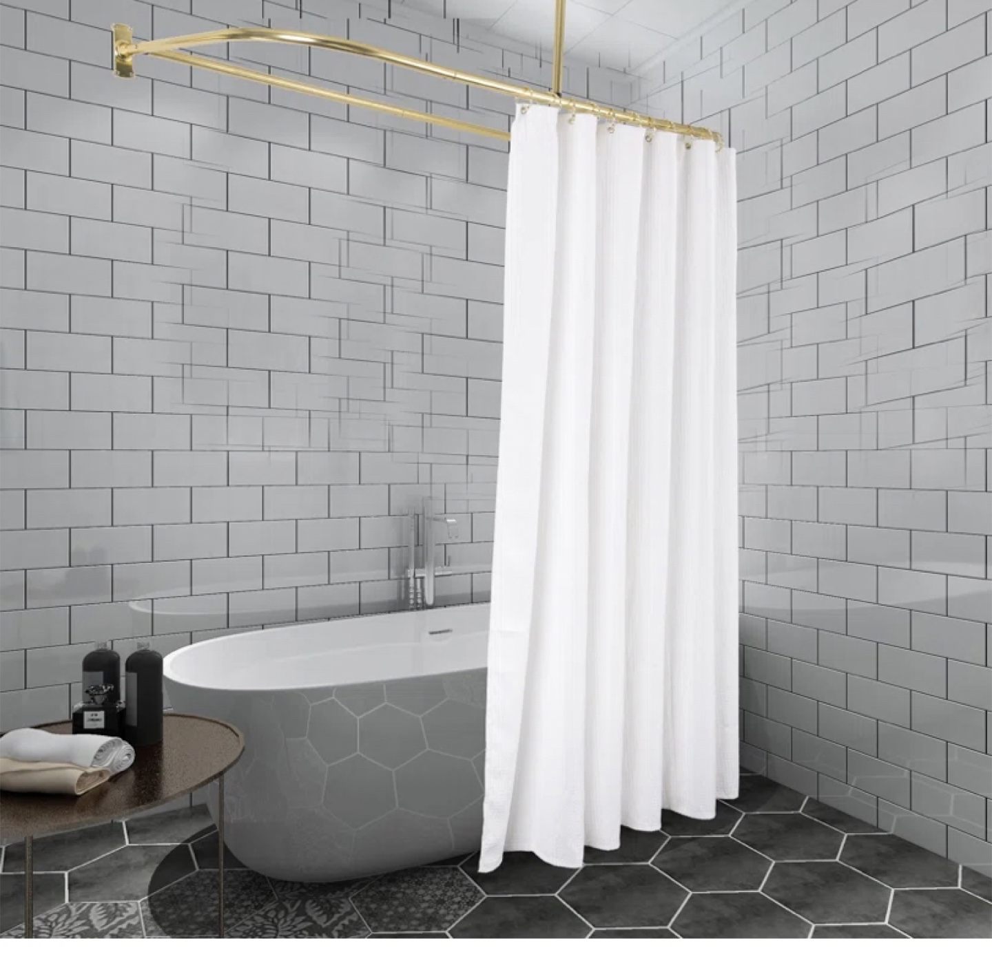 Oval Shower Curtain Rail Rod brass - photo 3