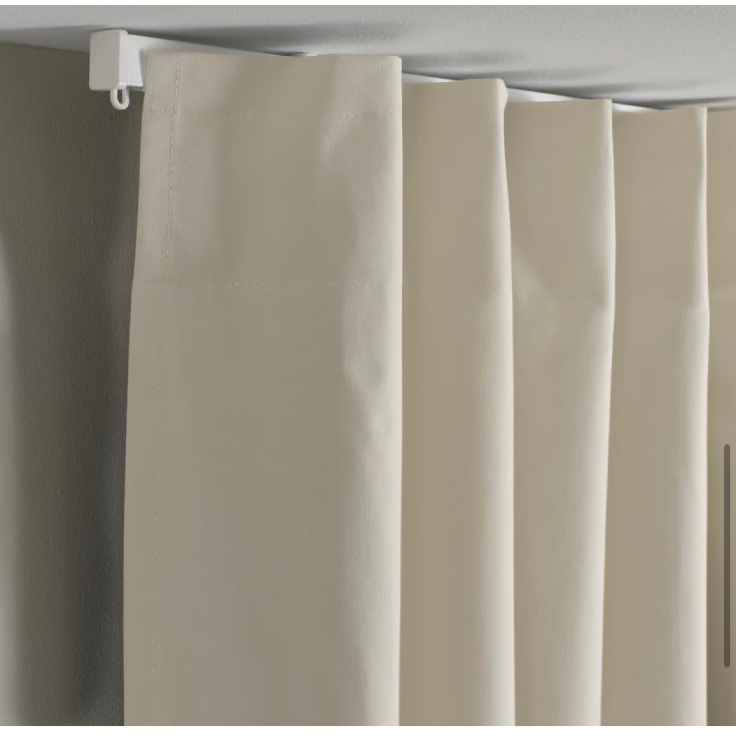 Beige Curtain Set with Tension Rod - photo 3