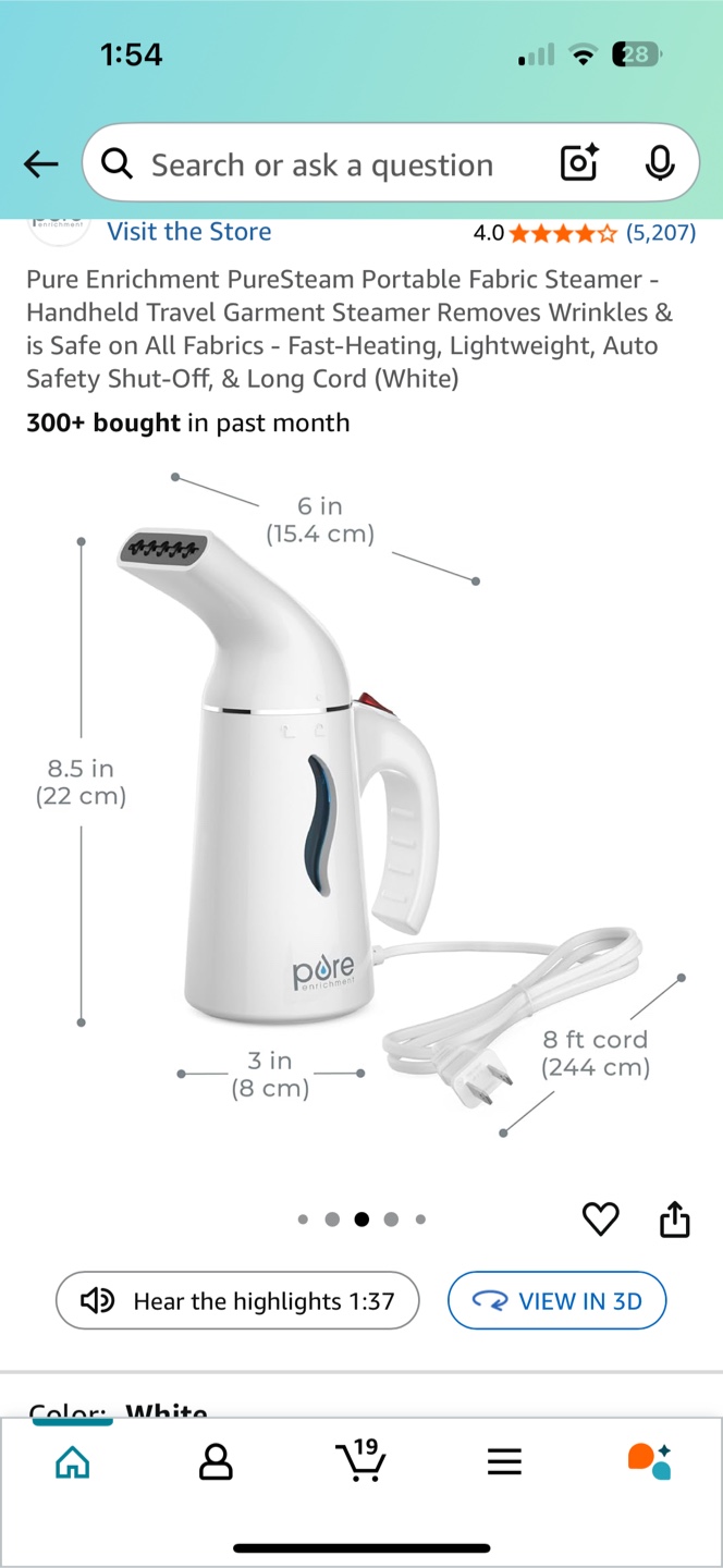 PureSteam Portable cloth Steamer