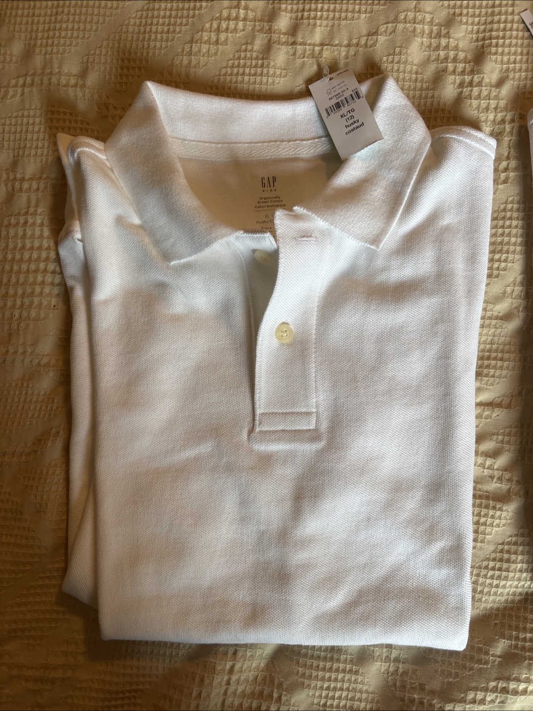 New Gap Kids XL Husky White Polo Shirt