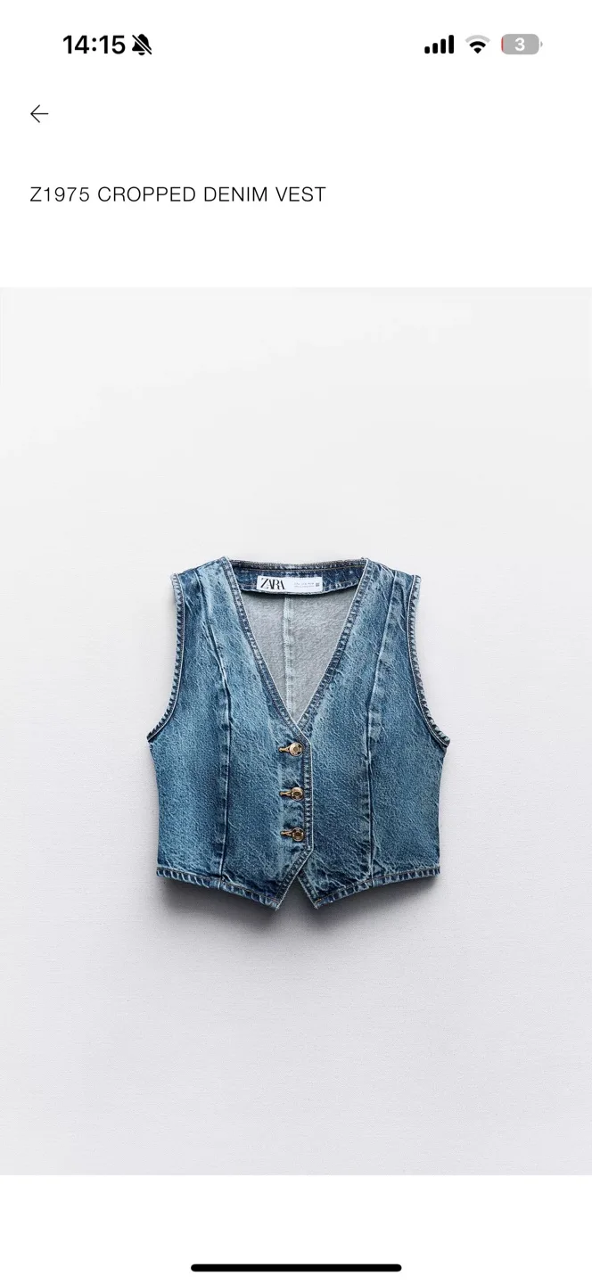 Zara Z1975 Cropped Denim Vest thumbnail