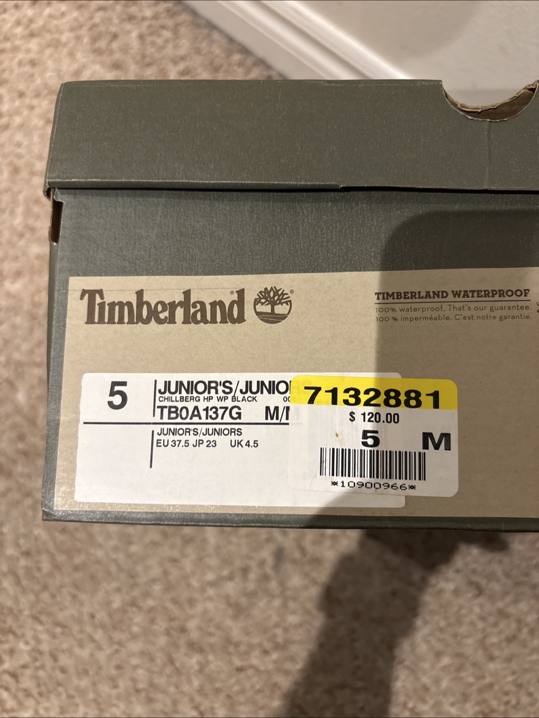 Timberland Junior's Chillberg Waterproof Boots - Size 5 - photo 3