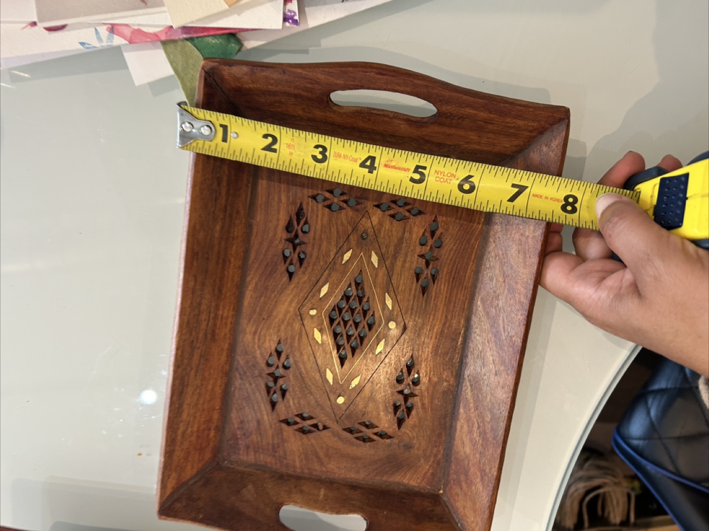 Wooden Decorative Tray with Handles - photo 2
