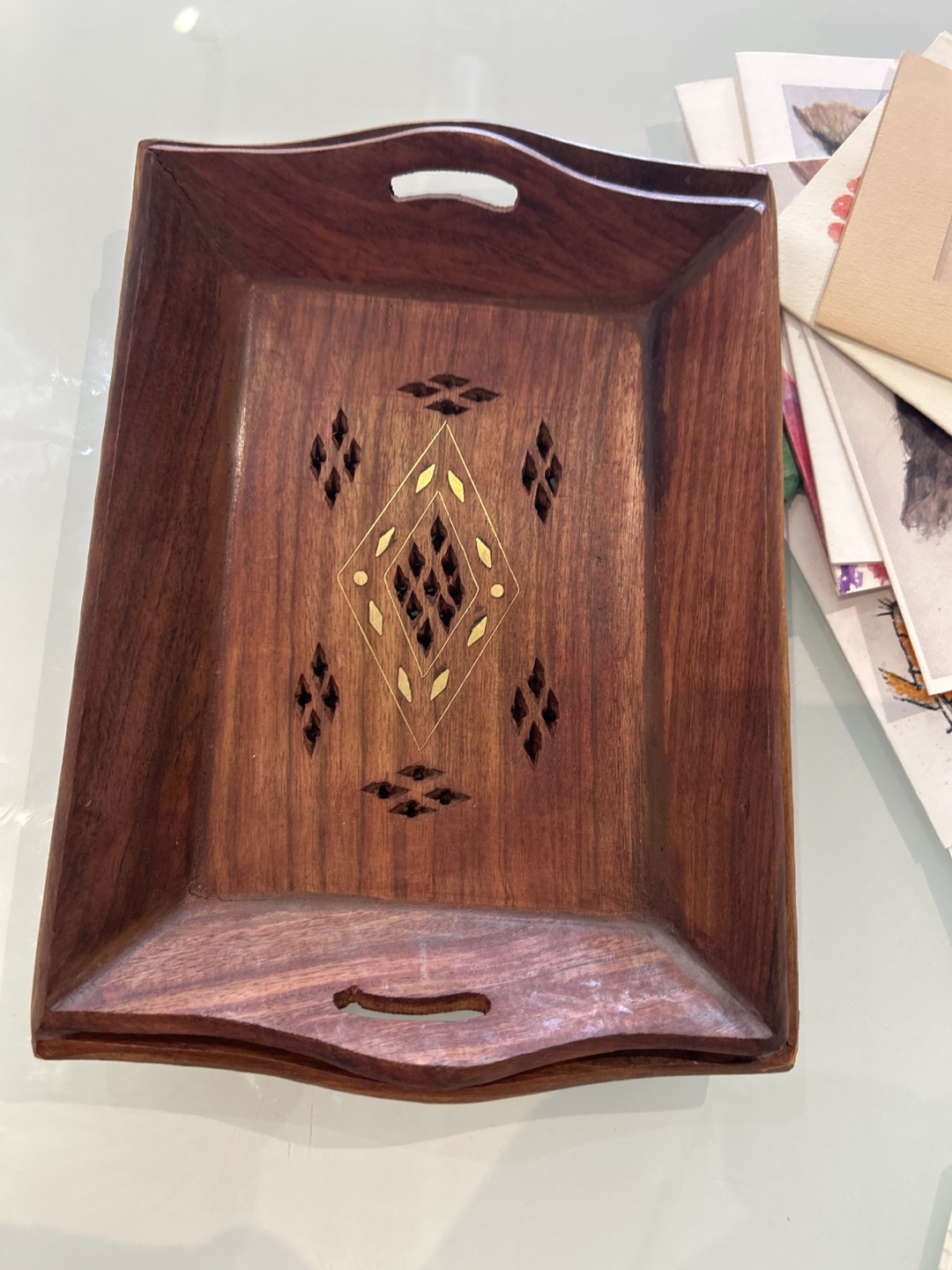 Wooden Decorative Tray with Handles