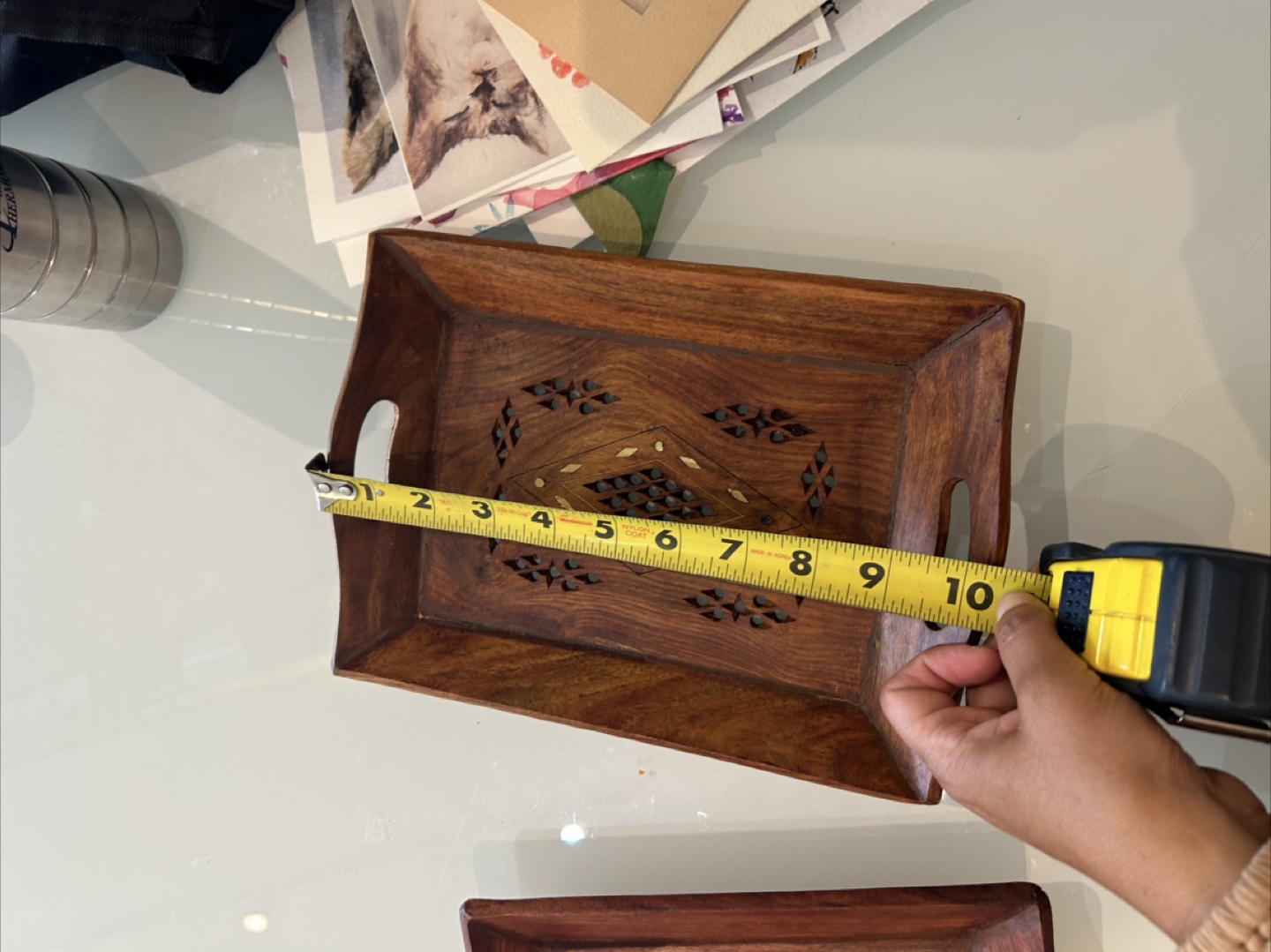 Wooden Decorative Tray with Handles - photo 3