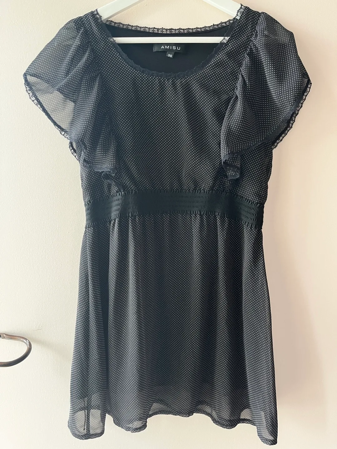 Black Polka Dot Top Fitted Blouse - Size 36 or US4 thumbnail