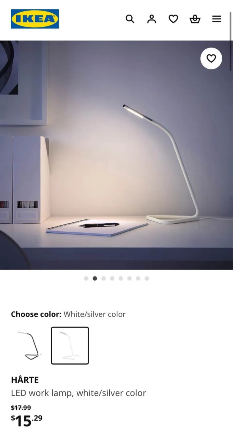 IKEA HÅRTE LED Work Lamp - White/Silver thumbnail