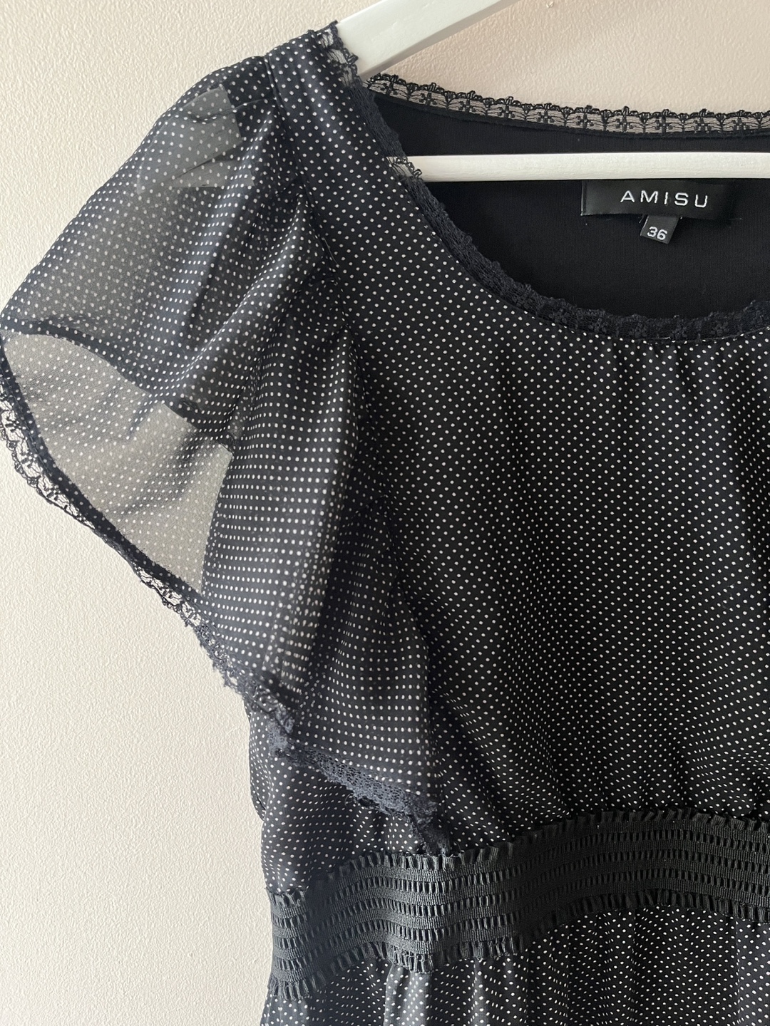Black Polka Dot Top Fitted Blouse - Size 36 or US4 - photo 2