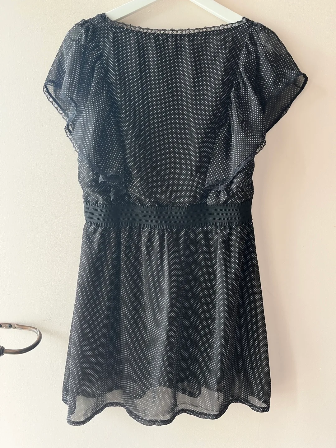 Black Polka Dot Top Fitted Blouse - Size 36 or US4 image indicator(5)