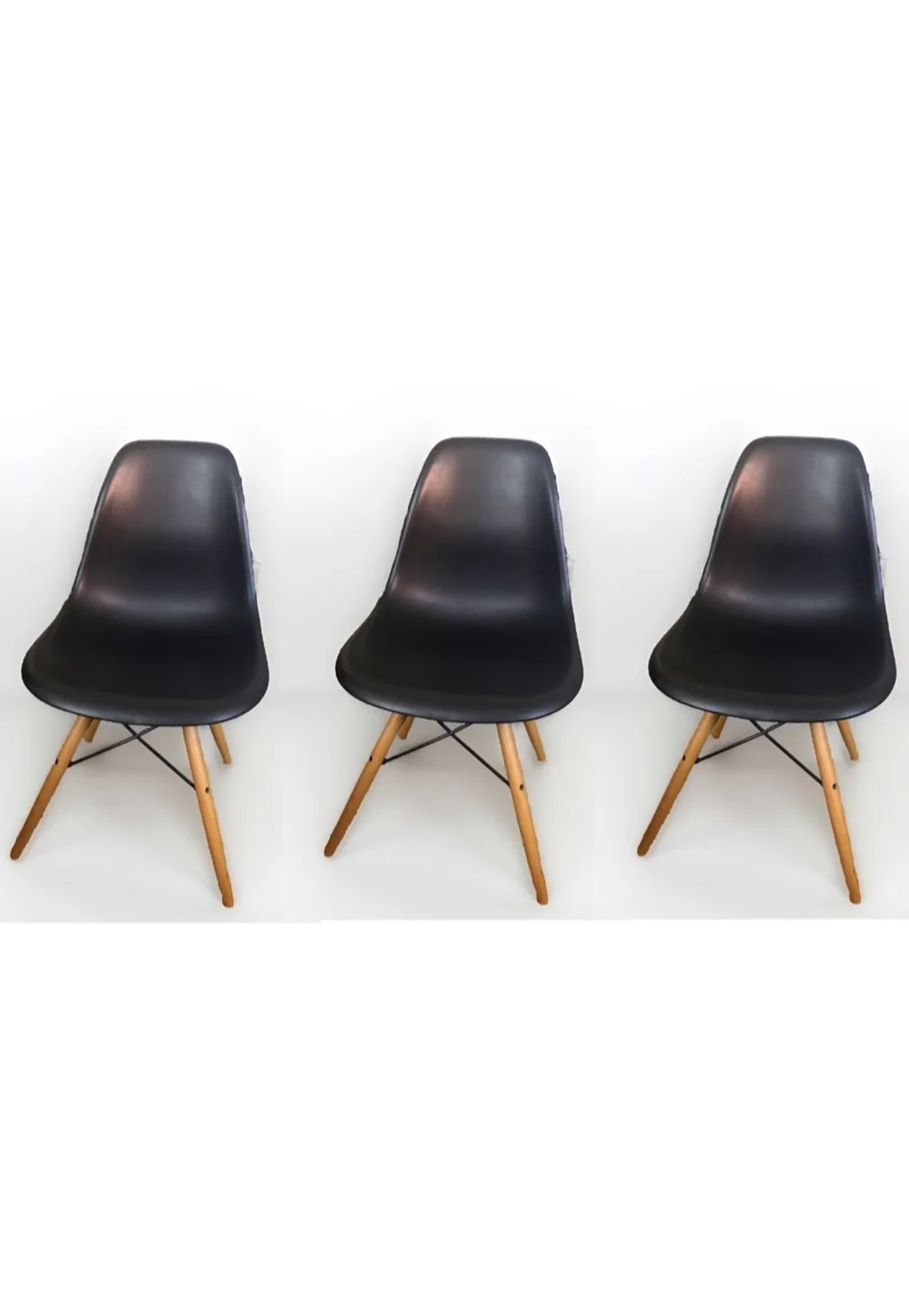 Black Eames Style Dining Chair set of  3 (three chairs) thumbnail
