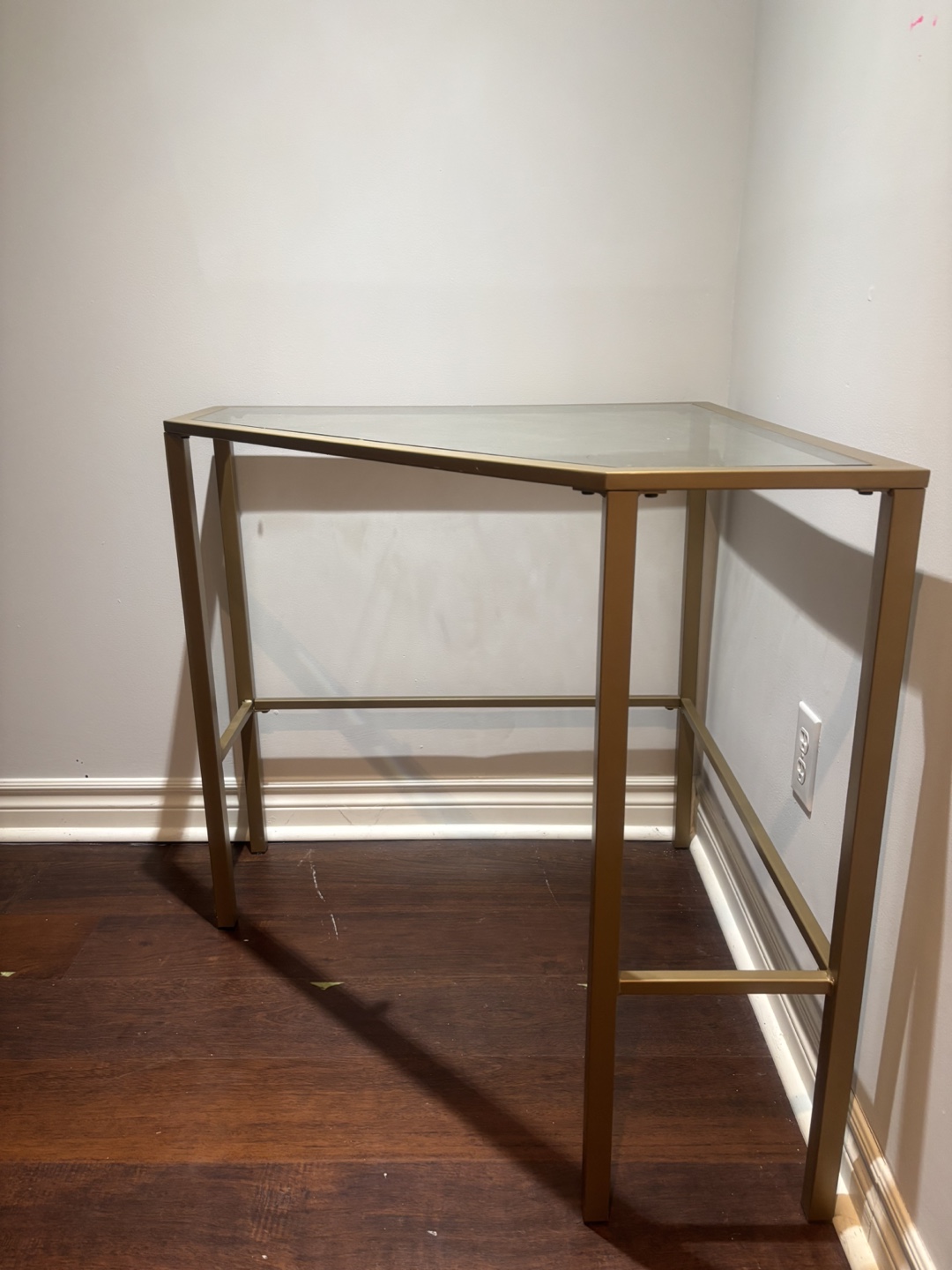 Gold Metal & Glass Corner Desk - photo 2