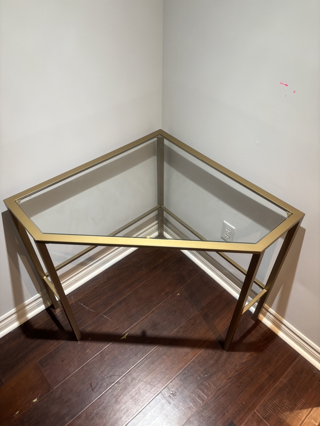 Gold Metal & Glass Corner Desk