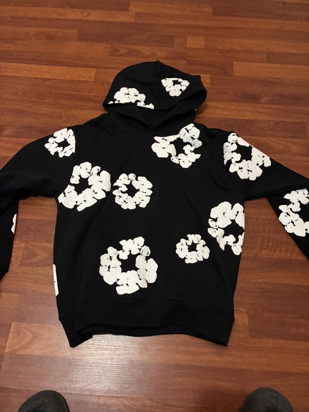 Denim Tears Hoodie Black Floral Design - photo 3
