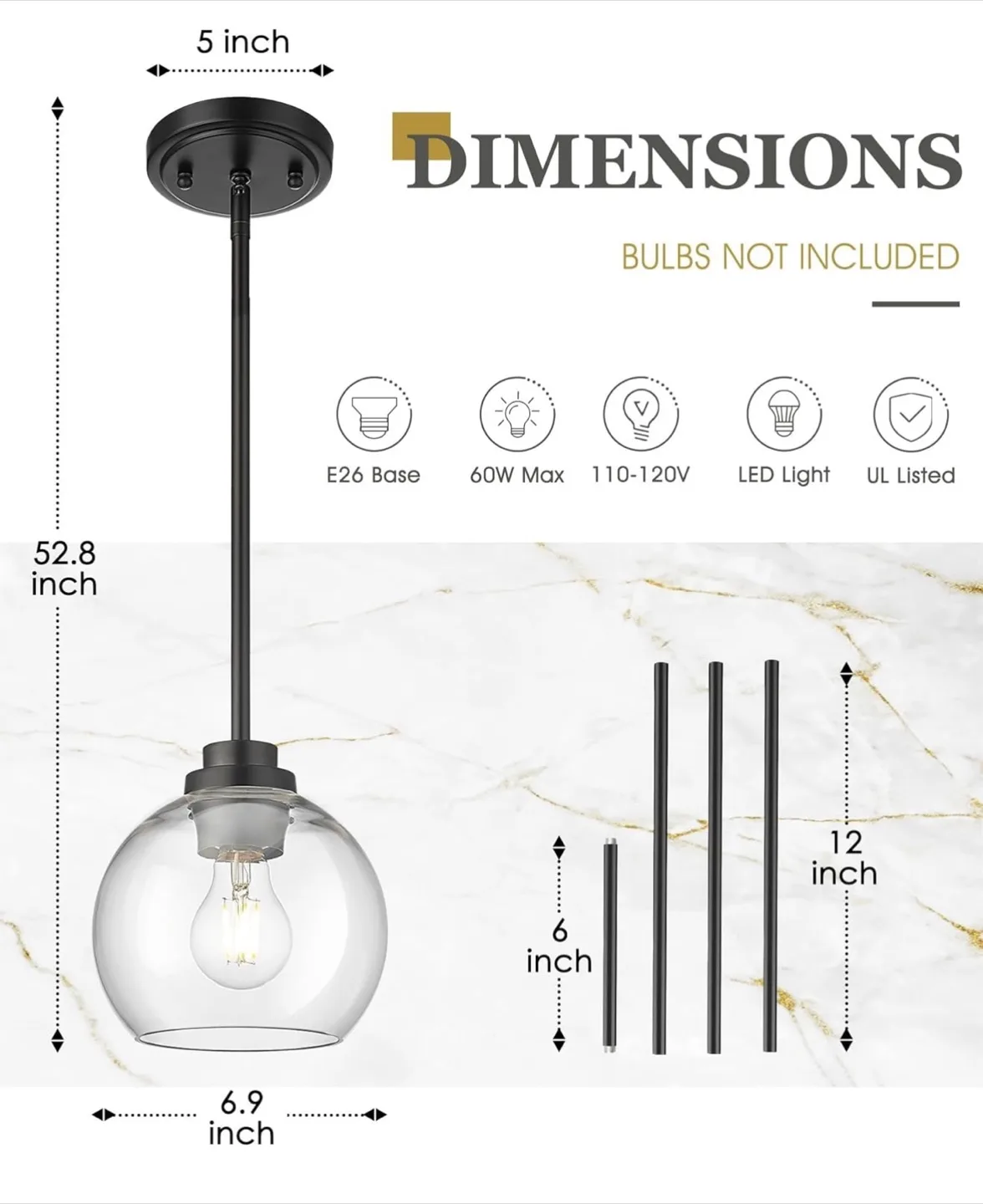 New!! 7" Modern Pendant Lights Kitchen Island 2 Pack image indicator(4)