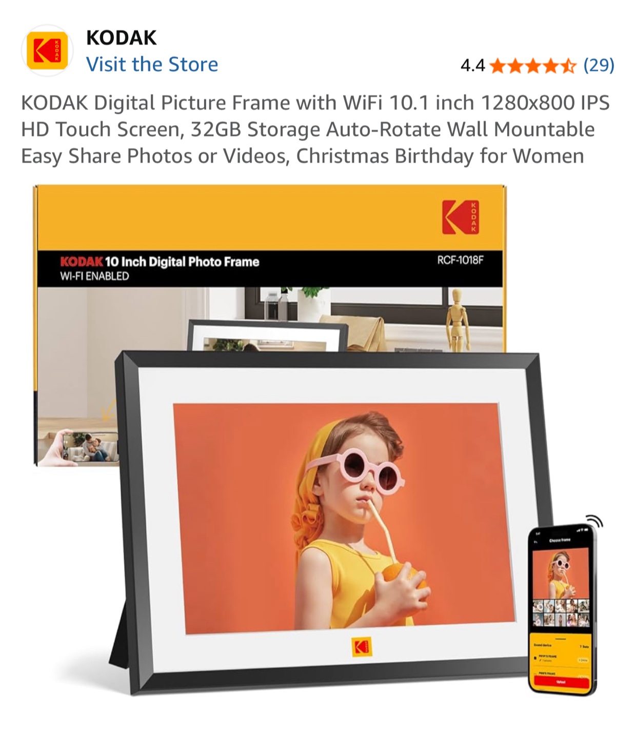 KODAK 10 Inch Digital Photo Frame RCF-1016 - NEW
