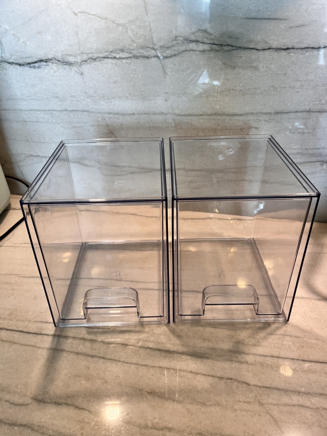 2 Clear Stackable Storage Bins