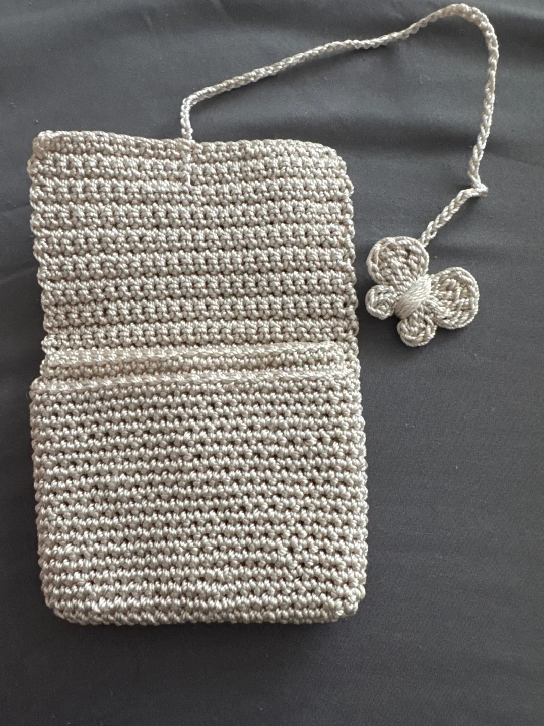 Brand new Handmade crochet wallet with butterfly pendant image indicator(2)