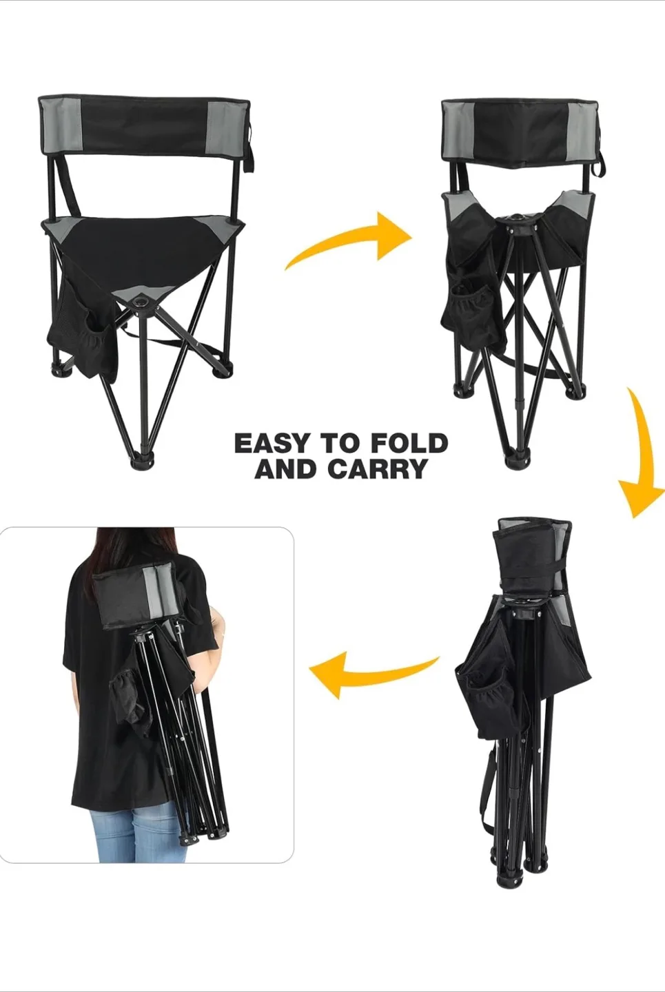Brand new pack of 2 Folding Camping Chair with Side Bag image indicator(3)