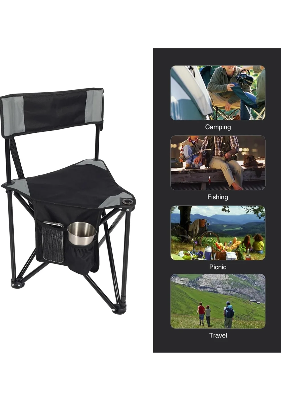 Brand new pack of 2 Folding Camping Chair with Side Bag image indicator(2)