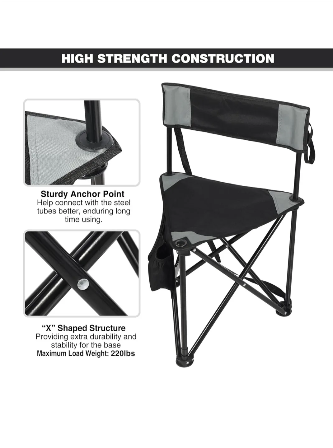 Brand new pack of 2 Folding Camping Chair with Side Bag image indicator(6)