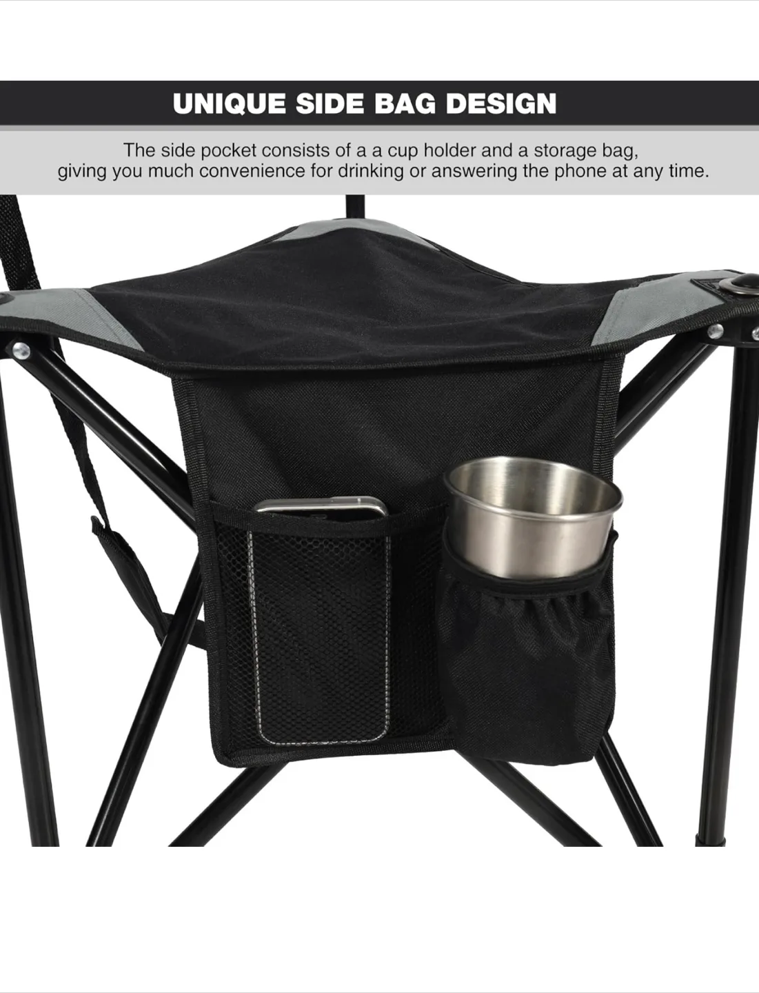 Brand new pack of 2 Folding Camping Chair with Side Bag image indicator(5)