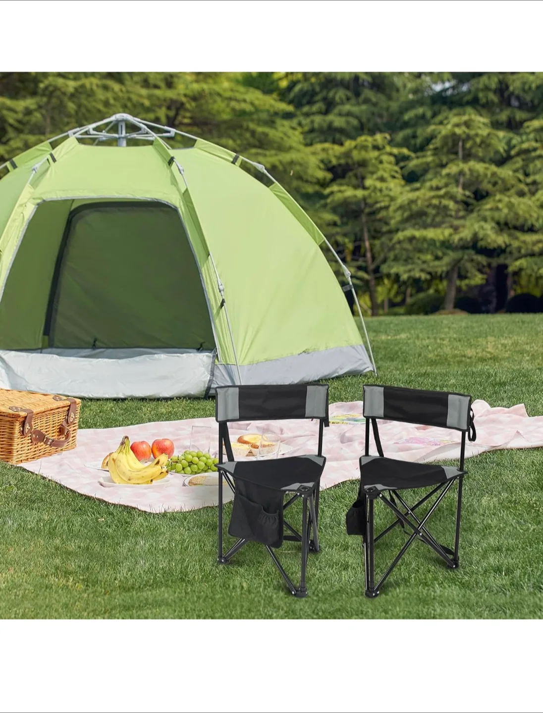 Brand new pack of 2 Folding Camping Chair with Side Bag image indicator(8)