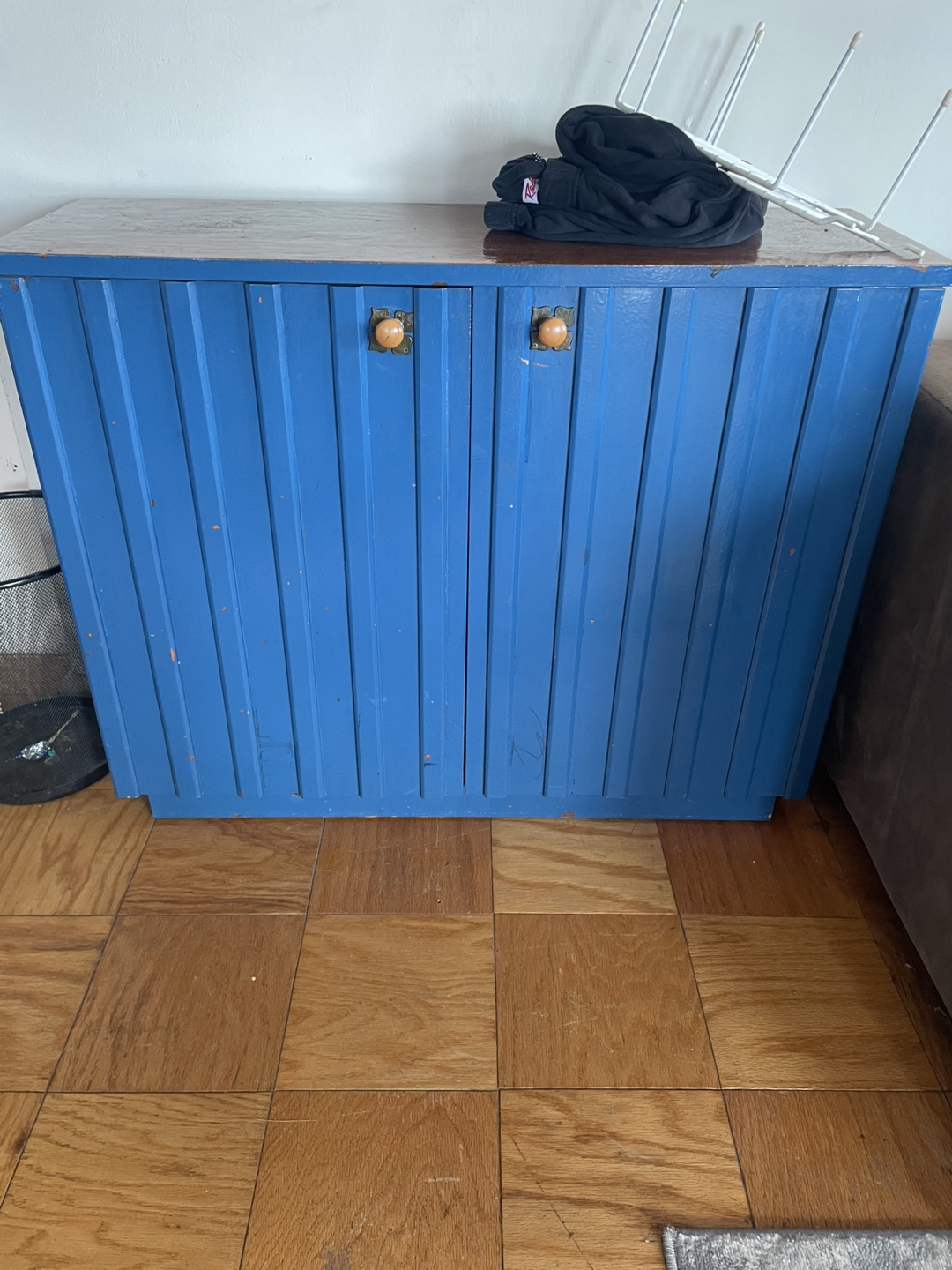 Blue Wooden Cabinet shelving unit bookcase