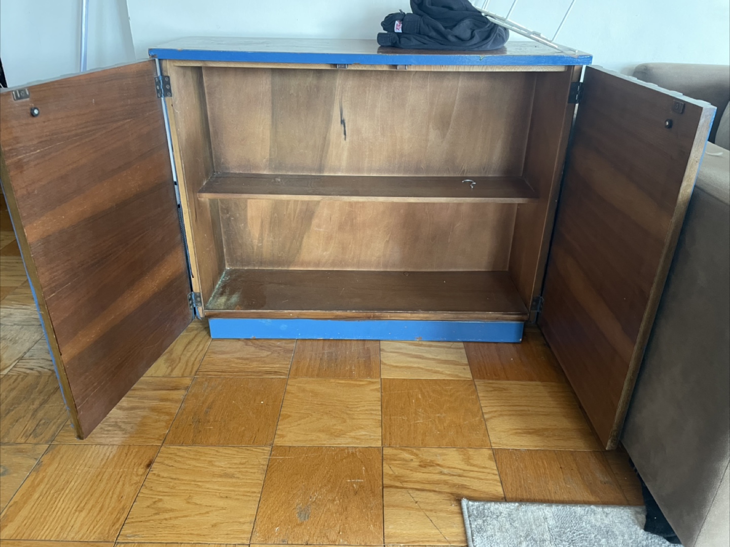 Blue Wooden Cabinet shelving unit bookcase - photo 2