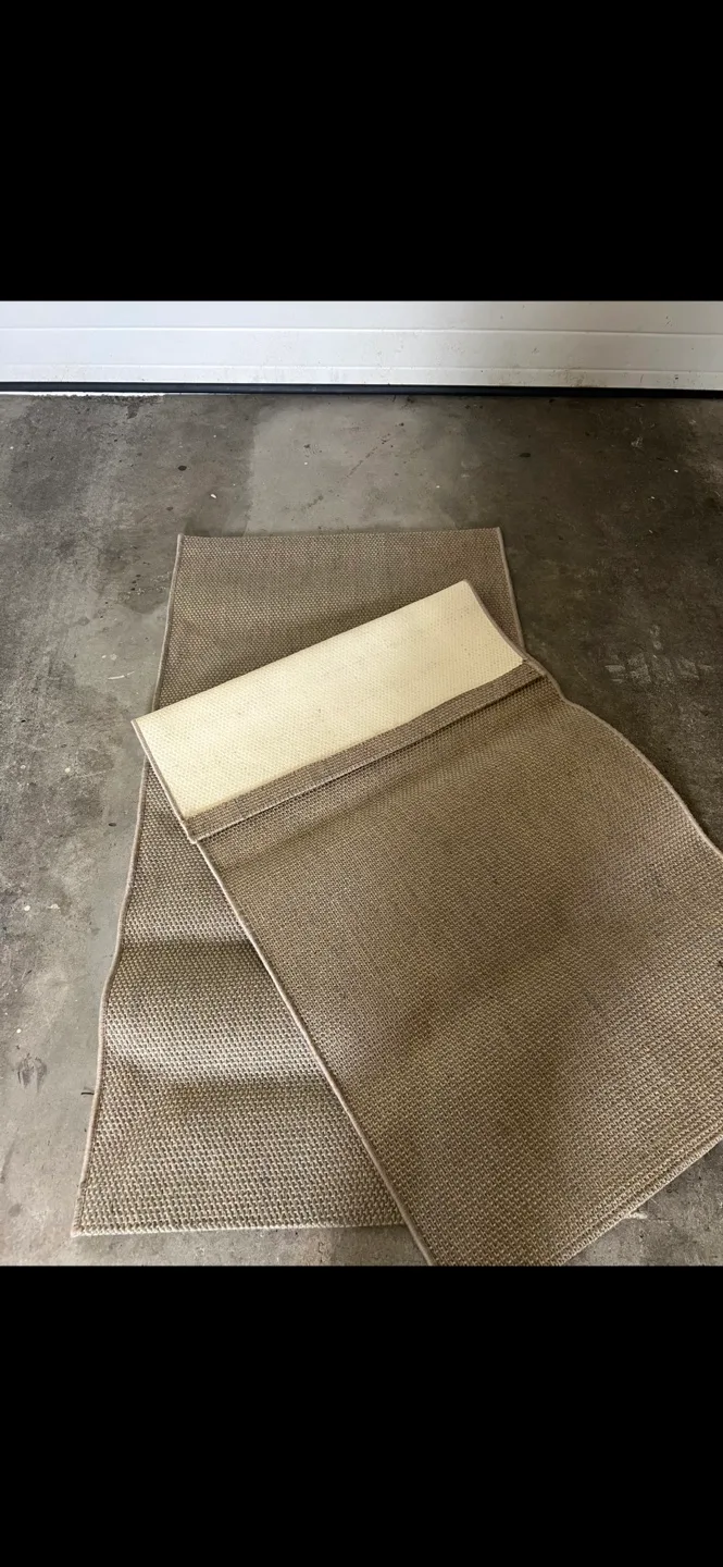 2-Beige Woven Rug 61x33 inches thumbnail