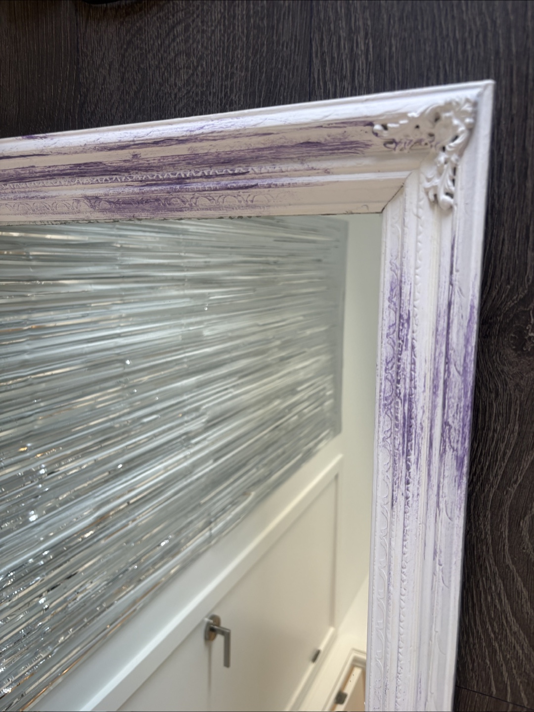 White Framed Mirror with Purple Accent - photo 3