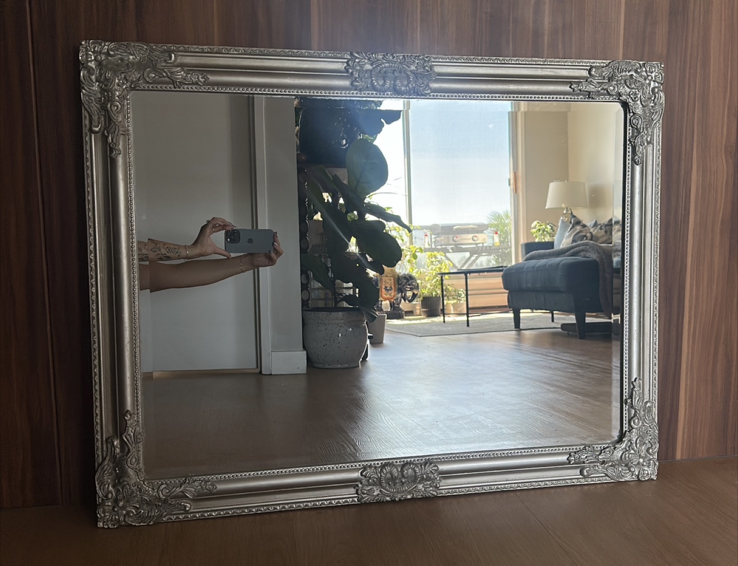 Ornate Silver Framed Mirror - photo 2
