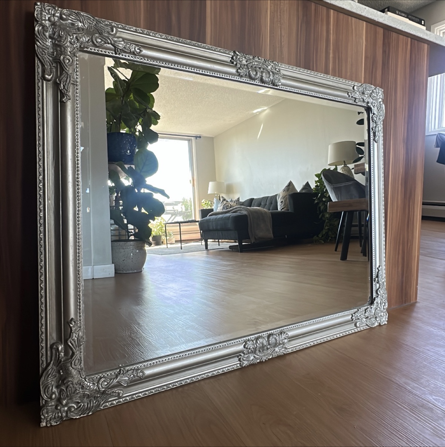 Ornate Silver Framed Mirror