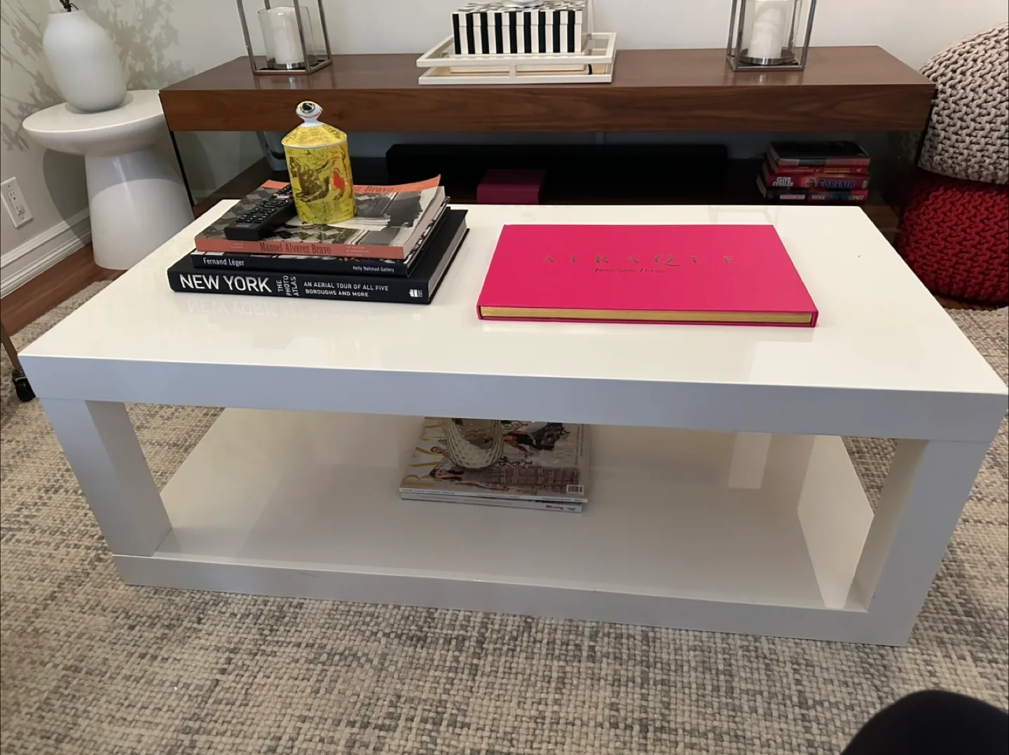 White Lacquer Coffee Table Crate&Barrel thumbnail